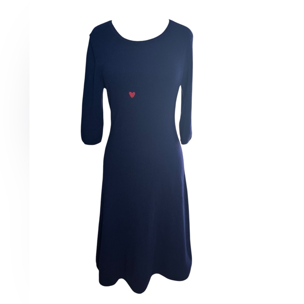 Eric Bompard 100% Cashmere Knit Crew Neck Long Sleeve Elegant Midi Dress